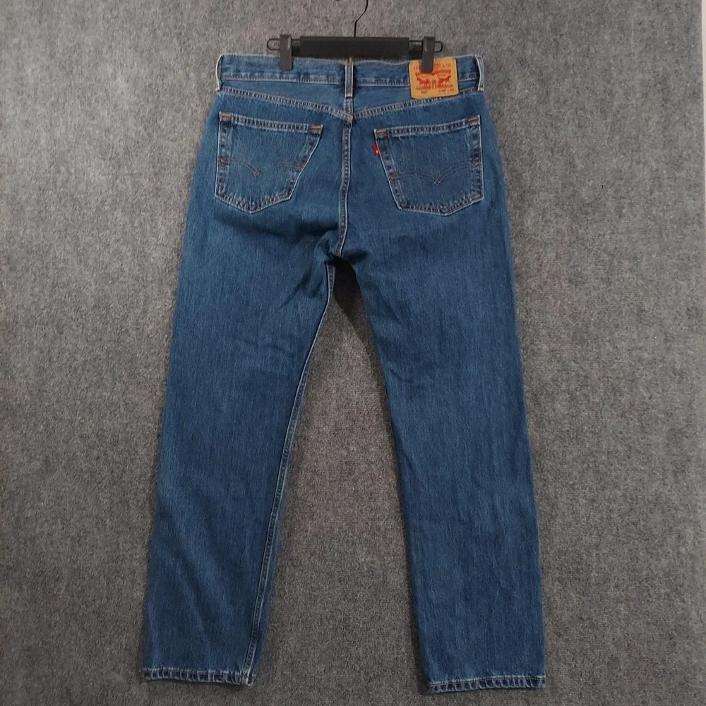 Levis 505 Jeans Mens 36x32 Blue Medium Wash Regular Straight Denim Pants Casual
